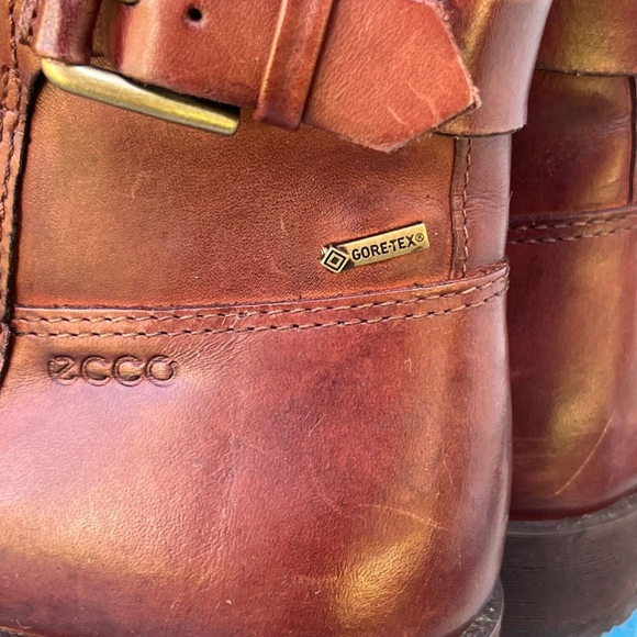 Ecco Brown Saunter Goretex Midcut Buckle Zip Boots Waterproof Size 6